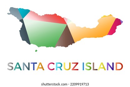 Bright colored Santa Cruz Island shape. Multicolor geometric style island logo. Modern trendy design. Classy vector illustration.