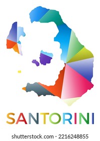 Bright colored Santorini shape. Multicolor geometric style island logo. Modern trendy design. Elegant vector illustration.