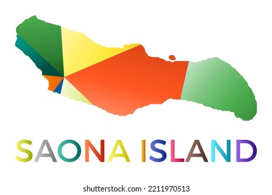 Bright colored Saona Island shape. Multicolor geometric style island logo. Modern trendy design. Modern vector illustration.