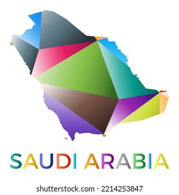 Forma de Arabia Saudita de colores vivos. Logo de país de estilo geométrico multicolor. Diseño moderno y de moda. Ilustración vectorial con clase.