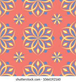 Bright colored seamless background. Red yellow and blue background for wallpapers, textile and fabrics