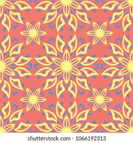 Bright colored seamless background. Red yellow and blue background for wallpapers, textile and fabrics