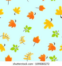 Bright colored seamless pattern with autumn leaves. Vector background. Vector illustration eps 10