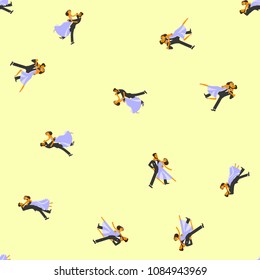Bright colored seamless pattern with ballroom dancers. Vector background. Vector illustration eps 10