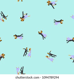 Bright colored seamless pattern with ballroom dancers. Vector background. Vector illustration eps 10