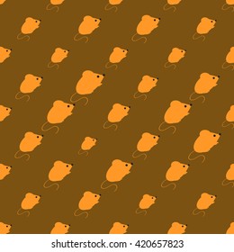 Bright colored seamless pattern with mouse. Vector background for children's clothing, fabrics, packaging, Internet 