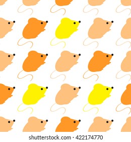 Bright colored seamless pattern with mouse. Vector background for children's clothing, fabrics, packaging, Internet 