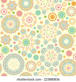 Bright colored seamless tender pattern with flowers