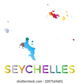 Bright colored Seychelles shape. Multicolor geometric style island logo. Modern trendy design. Stylish vector illustration.