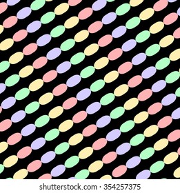bright colored shapes in pastel colors on a black background
