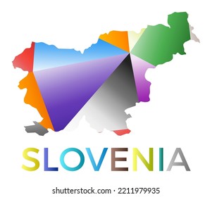 Bright colored Slovenia shape. Multicolor geometric style country logo. Modern trendy design. Amazing vector illustration.
