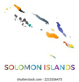Bright colored Solomon Islands shape. Multicolor geometric style country logo. Modern trendy design. Elegant vector illustration.