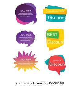 Bright colored speech bubbles with expressions. Abstract doodle speech bubbles with different phrases, text labels and empty thought clouds modern vector icons set. Bright dialogue clouds pack isolate