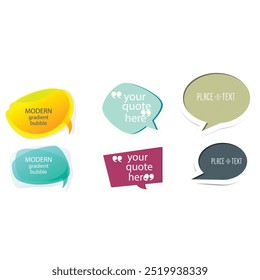 Bright colored speech bubbles with expressions. Abstract doodle speech bubbles with different phrases, text labels and empty thought clouds modern vector icons set. Bright dialogue clouds pack isolate