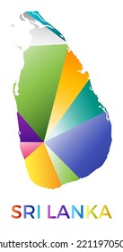 Bright colored Sri Lanka shape. Multicolor geometric style country logo. Modern trendy design. Classy vector illustration.