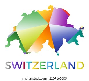 Bright colored Switzerland shape. Multicolor geometric style country logo. Modern trendy design. Creative vector illustration.
