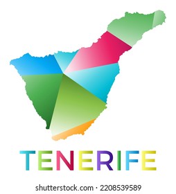 Forma de Tenerife de colores vivos. Logo de la isla de estilo geométrico multicolor. Diseño moderno y de moda. Impresionante ilustración vectorial.