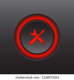 Bright colored tools isolated icons for a website on a dark background. Vector illustration.
