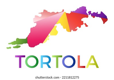 Bright colored Tortola shape. Multicolor geometric style island logo. Modern trendy design. Charming vector illustration.