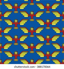 bright colored totem owl, seamless vector pattern