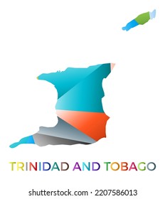 Bright colored Trinidad and Tobago shape. Multicolor geometric style country logo. Modern trendy design. Classy vector illustration.