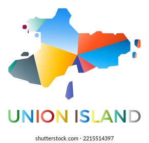 Bright colored Union Island shape. Multicolor geometric style island logo. Modern trendy design. Classy vector illustration.