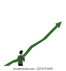 Bright colored Vector illustration with arrow growing up. Main object on white background. Diagram, discussing important information. Global Business Tendencies.