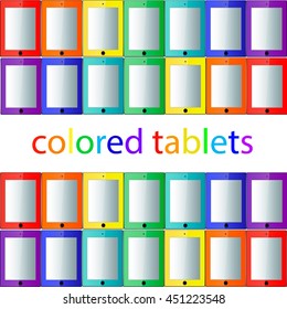 Bright colored vector tablets on a light background