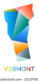 Bright colored Vermont shape. Multicolor geometric style us state logo. Modern trendy design. Stylish vector illustration.