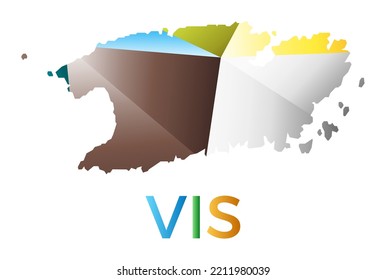 Bright colored Vis shape. Multicolor geometric style island logo. Modern trendy design. Elegant vector illustration.