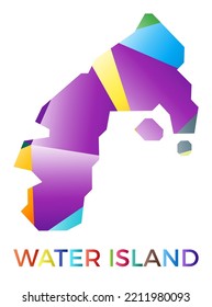 Hellfarbene Wasser-Insel-Form. Vielfarbiges geometrisches Insellogo. Modernes Design. Schöne Vektorgrafik.
