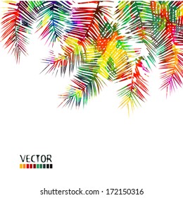 bright colored watercolor palm. Vector