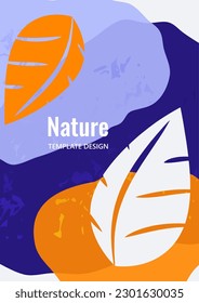 Bright colored wavy background with carved leaves. Template for your design. Vector illustration
