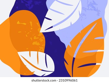 Fondo ondulado de color brillante con hojas talladas. Plantilla para su diseño. Ilustración del vector