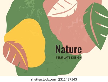 Fondo ondulado de color brillante con hojas talladas. Plantilla para su diseño. Ilustración del vector