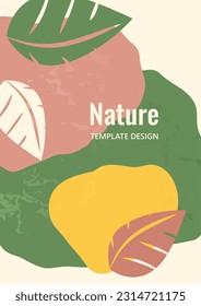Bright colored wavy background with carved leaves. Template for your design. Vector illustration