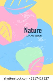 Fondo ondulado de color brillante con hojas talladas. Plantilla para su diseño. Ilustración del vector