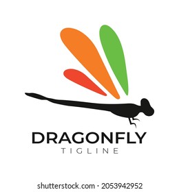 Bright colored winged dragonfly logo. dragonfly vector logo
