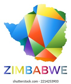 Forma de Zimbabue de colores vivos. Logo de país de estilo geométrico multicolor. Diseño moderno y de moda. Ilustración vectorial atractiva.