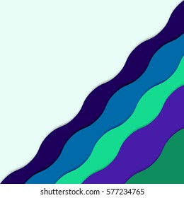 Bright colorful 3d diagonal layers with soft realistic shadow. Abstract waves background. 3d geometric design for banner, cover, brochure, flyer, template 