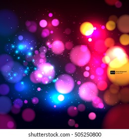 Bright colorful abstract background with defocused light bokeh.