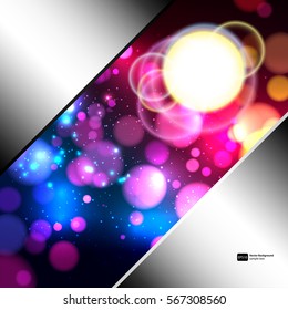 Fondo abstracto de color brillante con boquilla de luz desenfocada.Fondo abstracto colorido brillante con boquilla de luz desenfocada. Marco metálico.