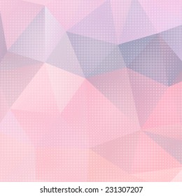 Bright colorful abstract background of geometric shapes with halftone effect. Vector illustration.