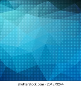 Bright colorful abstract background of geometric shapes with halftone effect. Vector illustration.
