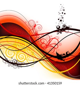 bright colorful abstract background with wavy lines, spiral ornaments and elements from circles