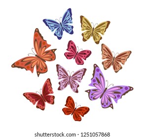 Bright, colorful, abstract butterfly on a white background. Vector.
