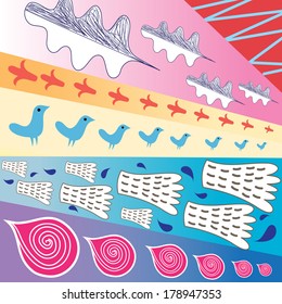 bright colorful abstract composition with different elements  