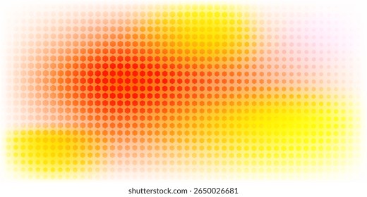 Bright and colorful abstract design featuring warm tones ranging from yellow to red. Circular dot patterns create an appealing gradient effect, perfect for modern,