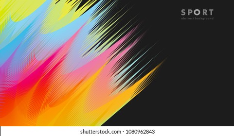 Bright colorful abstract dynamic background with paint stains on dark backdrop