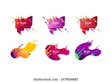 Bright colorful abstract figures. Dynamical colored forms and line. Gradient banners with geometric shapes. Template for the design of website, marketing or presentation. Vector illustration